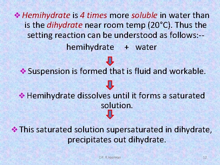 v Hemihydrate is 4 times more soluble in water than is the dihydrate near