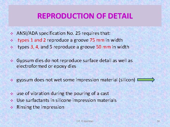 REPRODUCTION OF DETAIL v v v v ANSI/ADA specification No. 25 requires that: types