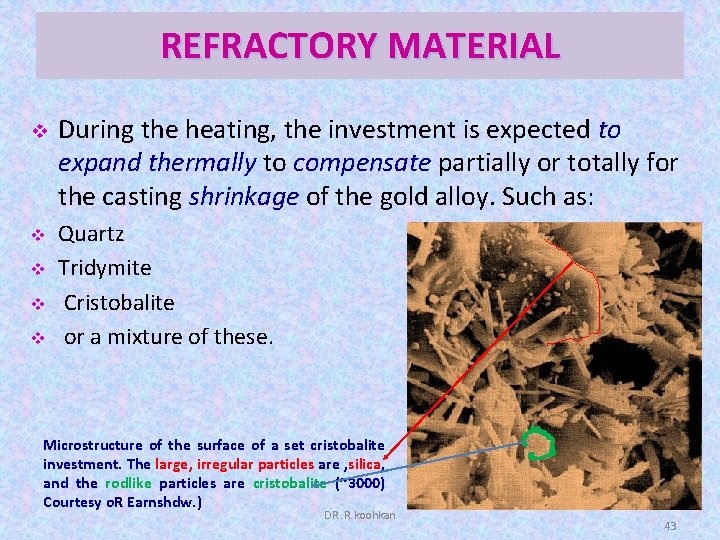 REFRACTORY MATERIAL v v v During the heating, the investment is expected to expand