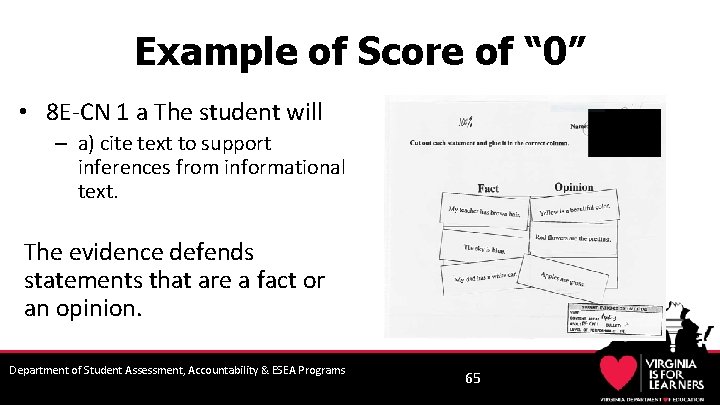 Example of Score of “ 0” • 8 E-CN 1 a The student will