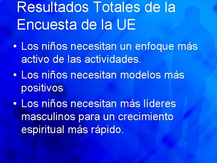Resultados Totales de la Encuesta de la UE • Los niños necesitan un enfoque