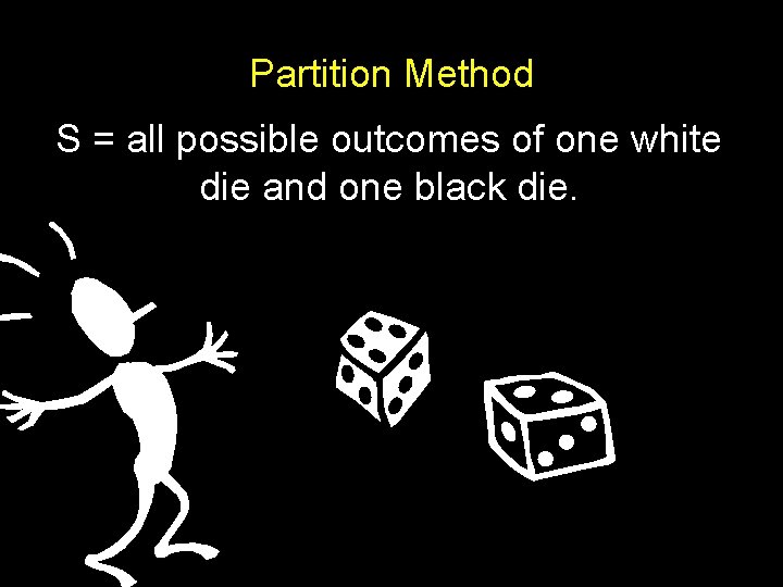 Partition Method S = all possible outcomes of one white die and one black