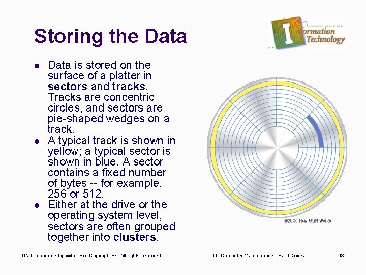 Storing the Data l l l Data is stored on the surface of a