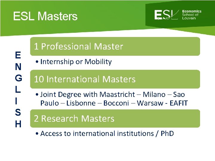 ESL Masters E N G L I S H 1 Professional Master • Internship