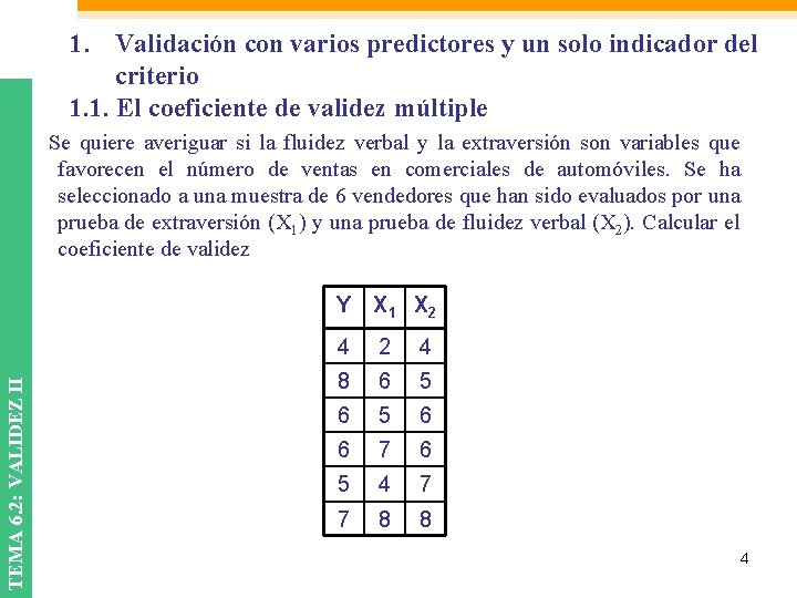 1. Validación con varios predictores y un solo indicador del criterio 1. 1. El