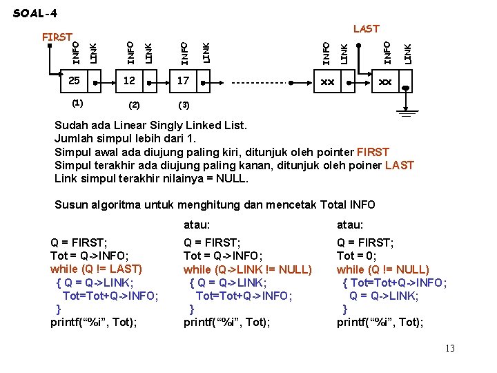 SOAL-4 (1) 12 (2) 17 xx LINK INFO LINK INFO 25 INFO LAST FIRST