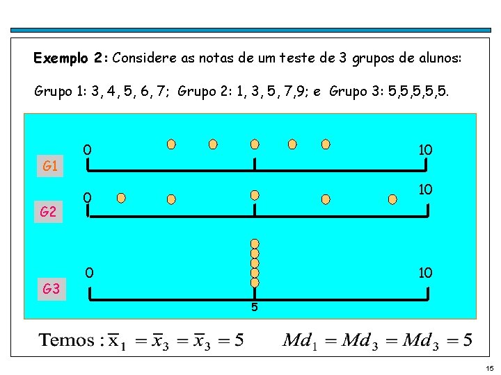 Exemplo 2: Considere as notas de um teste de 3 grupos de alunos: Grupo