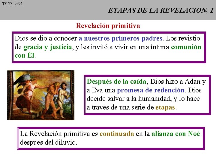 TF 23 de 94 ETAPAS DE LA REVELACION, 1 Revelación primitiva Dios se dio