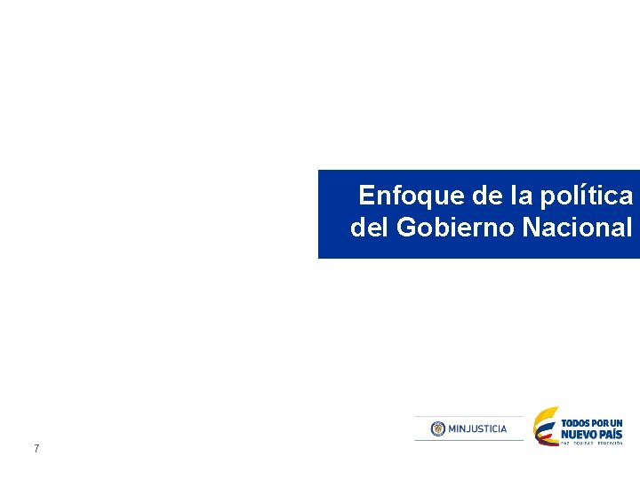 Enfoque de la política del Gobierno Nacional 7 