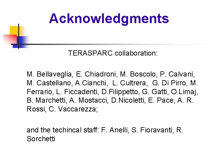 Acknowledgments TERASPARC collaboration: M. Bellaveglia, E. Chiadroni, M. Boscolo, P. Calvani, M. Castellano, A.