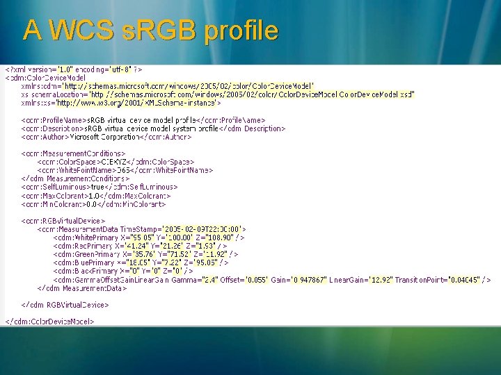 A WCS s. RGB profile 