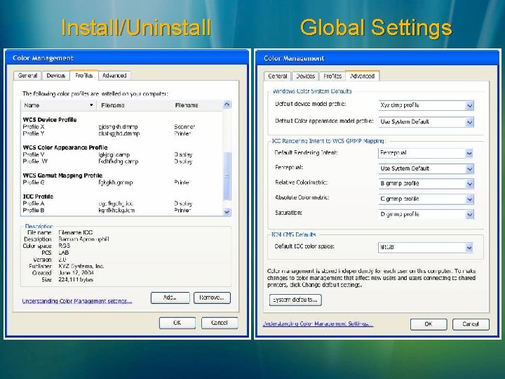 Install/Uninstall Global Settings 