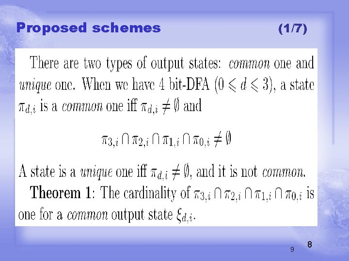 Proposed schemes (1/7) 9 8 