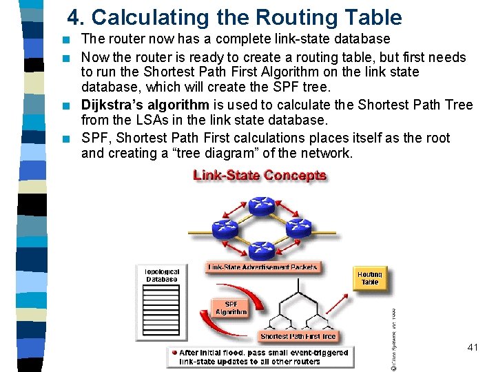 4. Calculating the Routing Table n n The router now has a complete link-state 4. Calculating the Routing Table n n The router now has a complete link-state