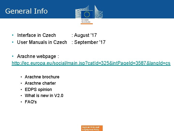 General Info • Interface in Czech : August '17 • User Manuals in Czech General Info • Interface in Czech : August '17 • User Manuals in Czech