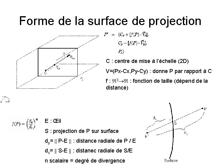 Forme de la surface de projection C : centre de mise à l’échelle (2 Forme de la surface de projection C : centre de mise à l’échelle (2