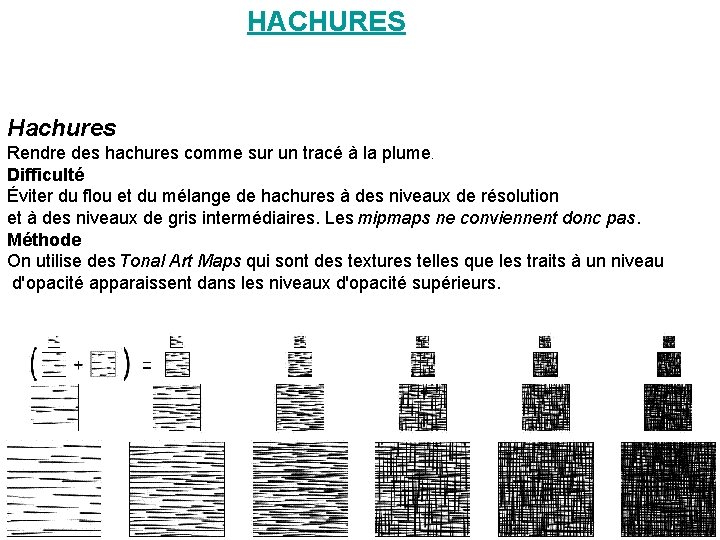 HACHURES Hachures Rendre des hachures comme sur un tracé à la plume. Difficulté HACHURES Hachures Rendre des hachures comme sur un tracé à la plume. Difficulté