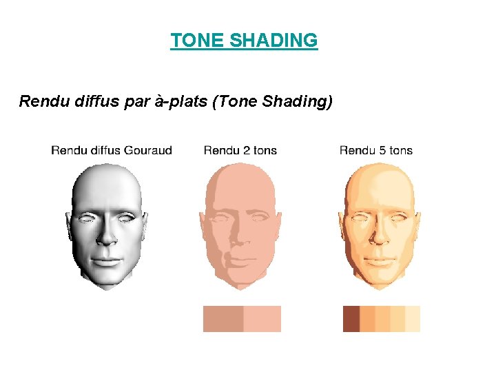 TONE SHADING Rendu diffus par à-plats (Tone Shading) TONE SHADING Rendu diffus par à-plats (Tone Shading)