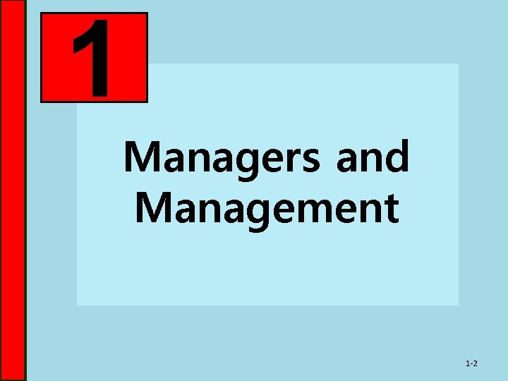 1 Managers and Management 1 -2 