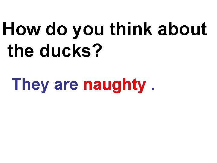 How do you think about the ducks? They are naughty. 