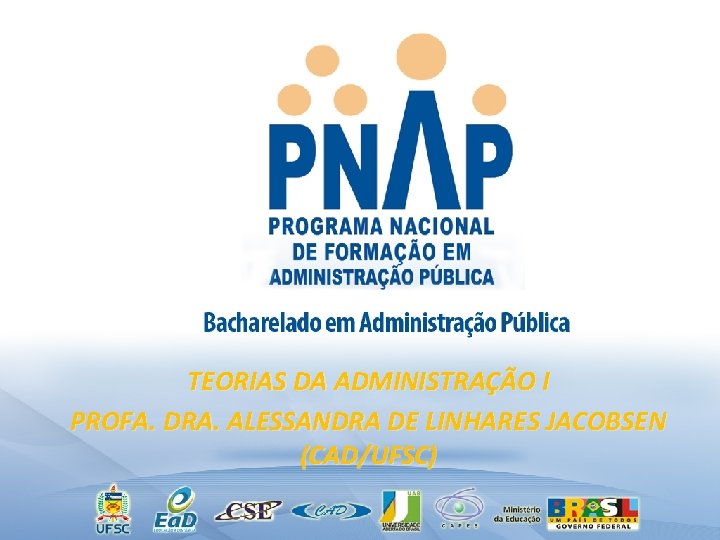 TEORIAS DA ADMINISTRAÇÃO I PROFA. DRA. ALESSANDRA DE LINHARES JACOBSEN (CAD/UFSC) 