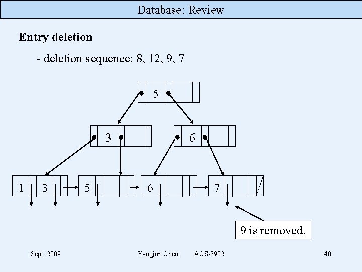 Database: Review Entry deletion - deletion sequence: 8, 12, 9, 7 5 3 1