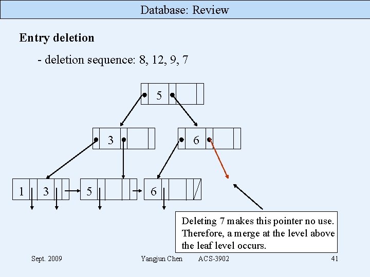 Database: Review Entry deletion - deletion sequence: 8, 12, 9, 7 5 3 1