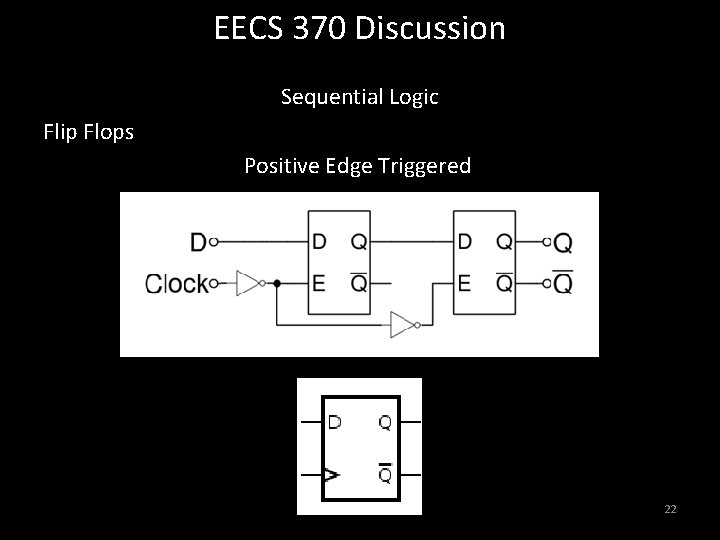 EECS 370 Discussion Sequential Logic Flip Flops Positive Edge Triggered 22 