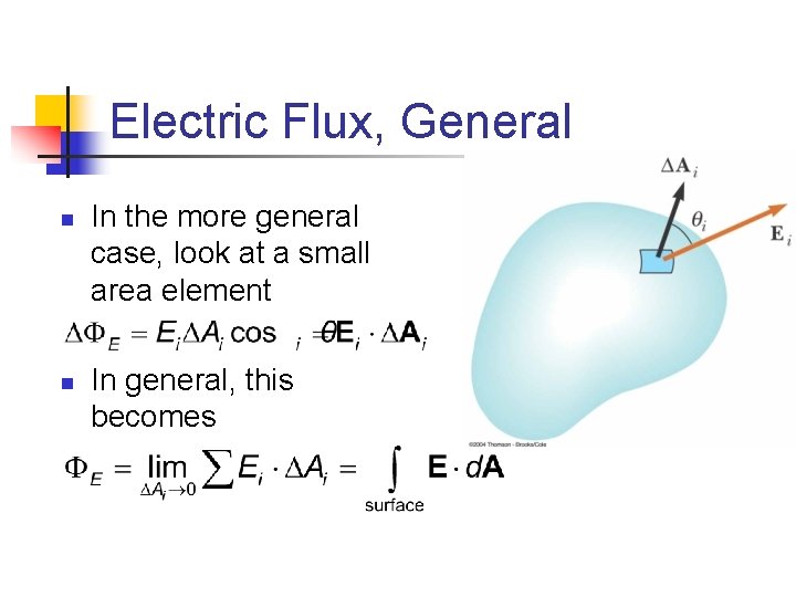 Electric Flux, General n n In the more general case, look at a small