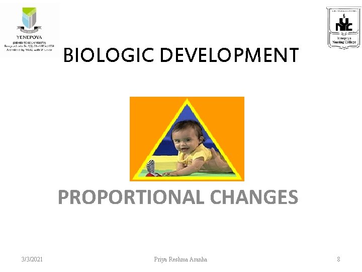 BIOLOGIC DEVELOPMENT PROPORTIONAL CHANGES 3/3/2021 Priya Reshma Aranha 8 