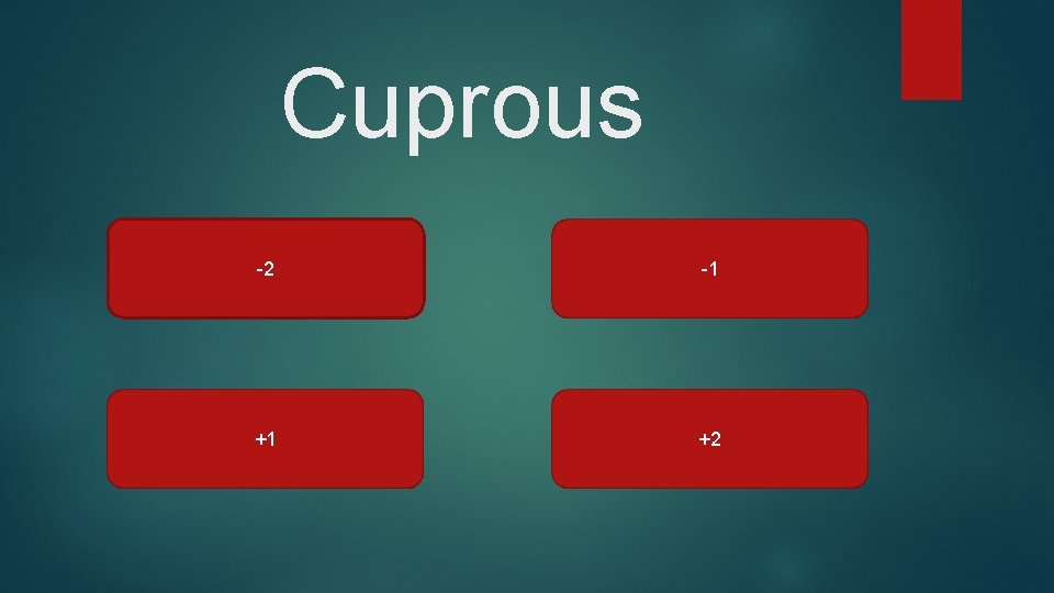 Cuprous -2 -1 +1 +2 