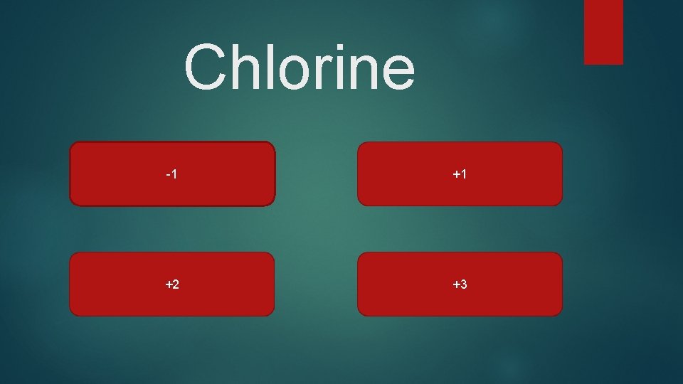 Chlorine -1 +1 +2 +3 