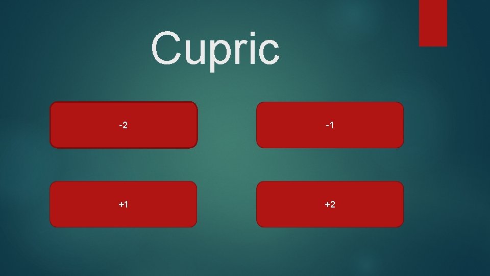 Cupric -2 -1 +1 +2 