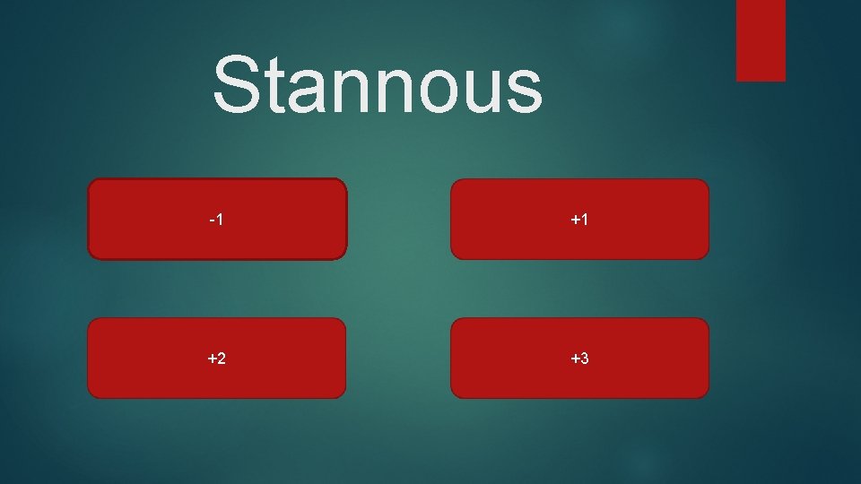 Stannous -1 +1 +2 +3 