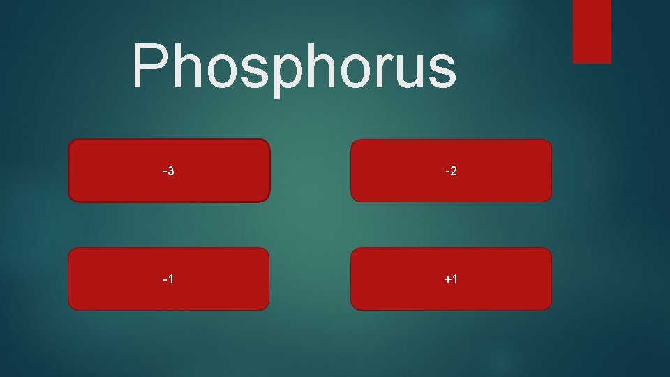 Phosphorus -3 -2 -1 +1 