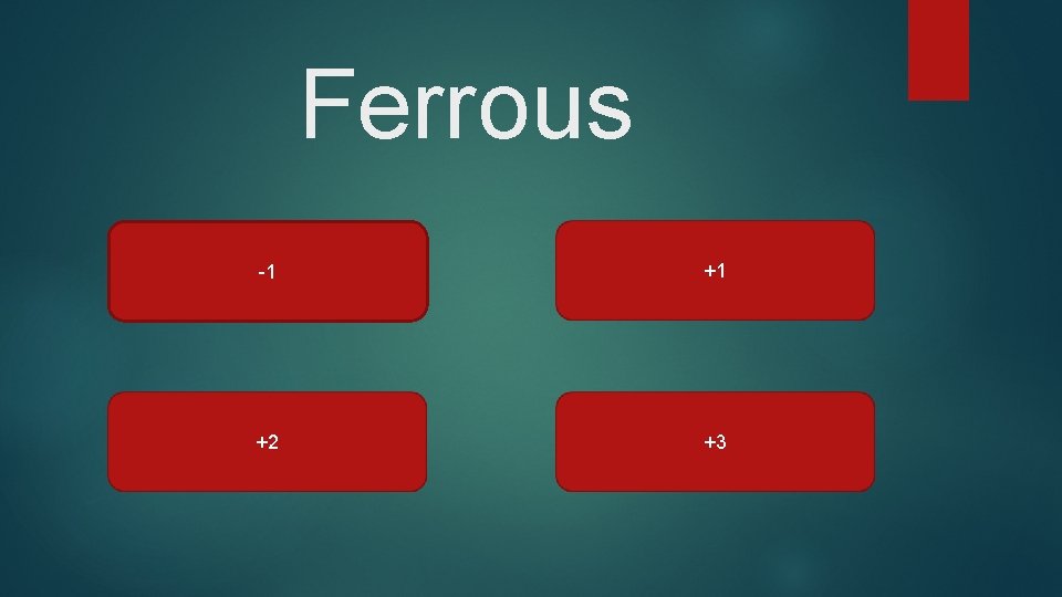Ferrous -1 +1 +2 +3 