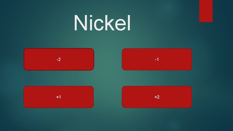 Nickel -2 -1 +1 +2 