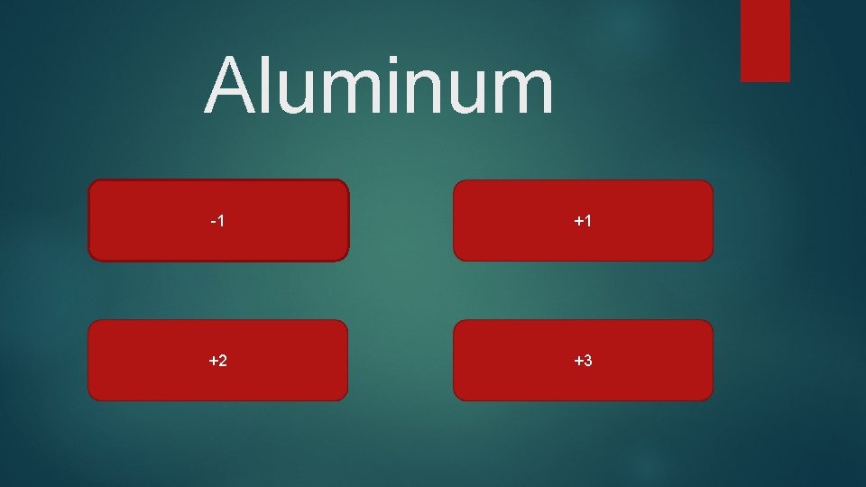 Aluminum -1 +1 +2 +3 