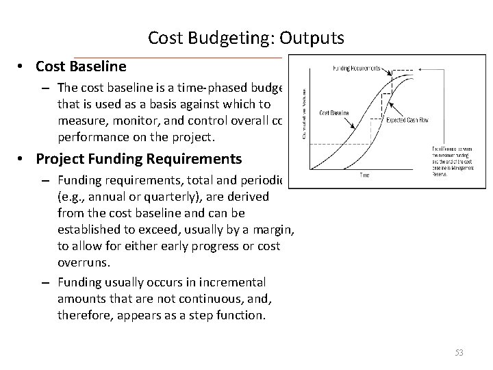 Cost Budgeting: Outputs • Cost Baseline – The cost baseline is a time-phased budget