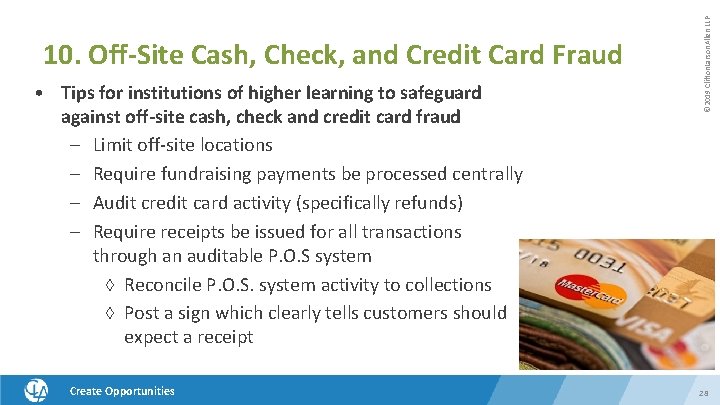  • Tips for institutions of higher learning to safeguard against off-site cash, check