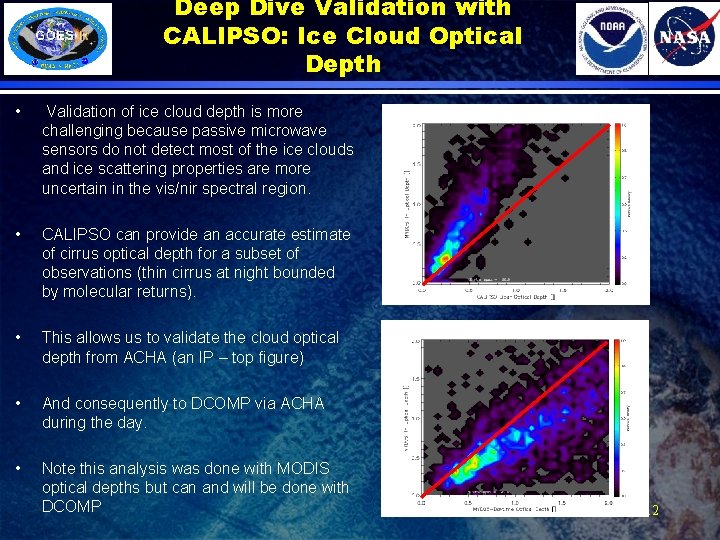 Deep Dive Validation with CALIPSO: Ice Cloud Optical Depth • Validation of ice cloud