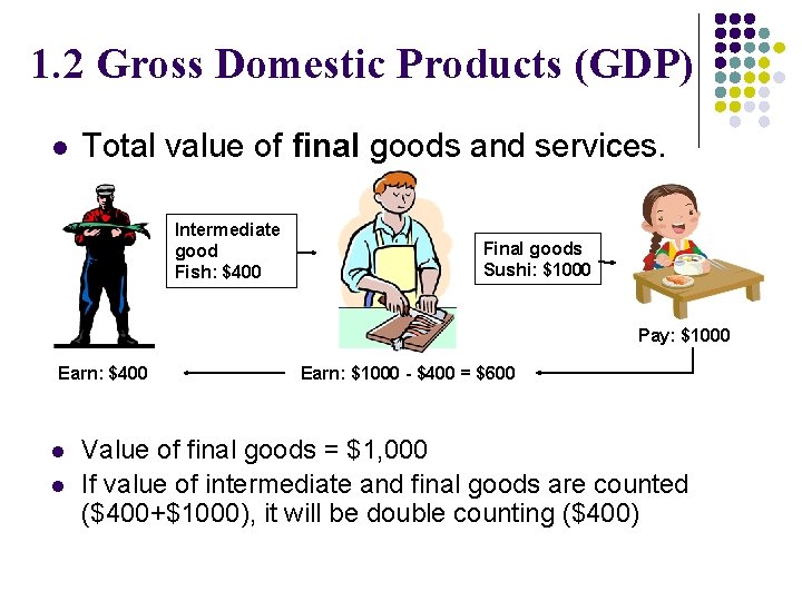 1. 2 Gross Domestic Products (GDP) l Total value of final goods and services.