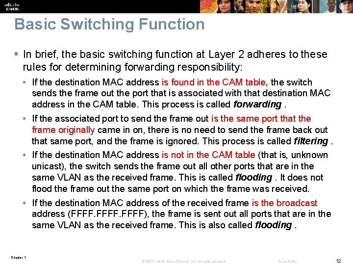Basic Switching Function § In brief, the basic switching function at Layer 2 adheres