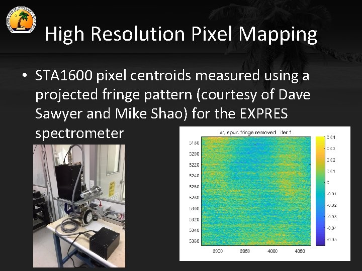 High Resolution Pixel Mapping • STA 1600 pixel centroids measured using a projected fringe