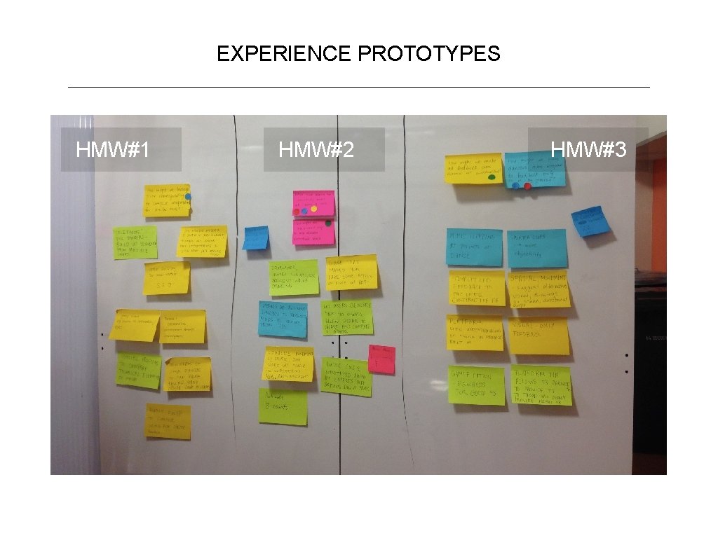 EXPERIENCE PROTOTYPES HMW#1 HMW#2 HMW#3 