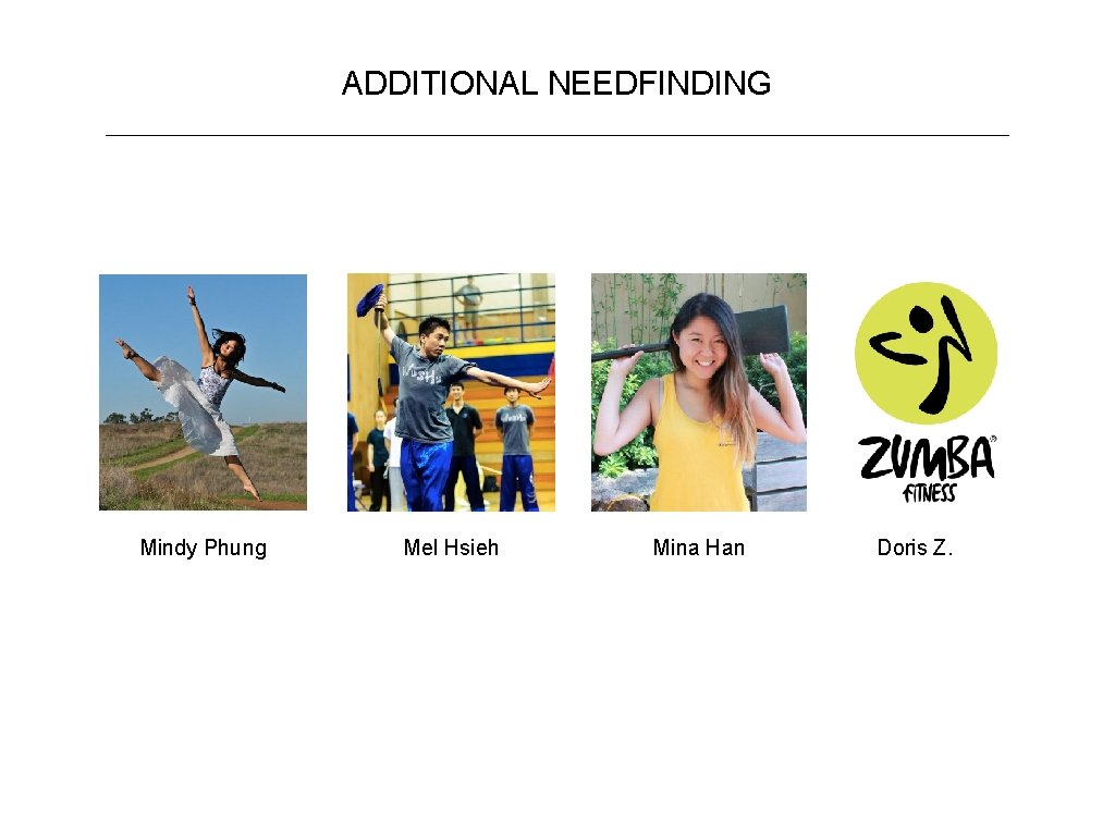 ADDITIONAL NEEDFINDING Mindy Phung Mel Hsieh Mina Han Doris Z. 