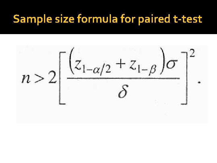Sample size formula for paired t-test 