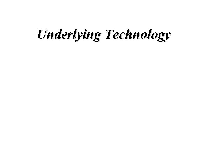 Underlying Technology Underlying Technology
