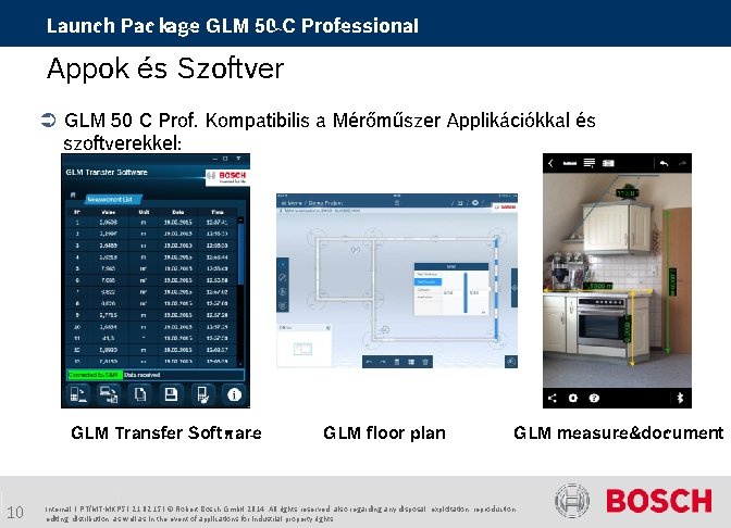 Launch Package GLM 50 C Professional Appok és Szoftver GLM 50 C Prof. Kompatibilis