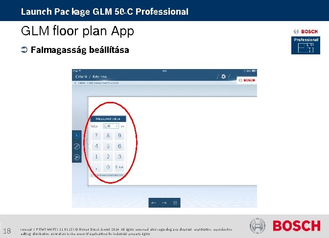 Launch Package GLM 50 C Professional GLM floor plan App Falmagasság beállítása 18 Internal